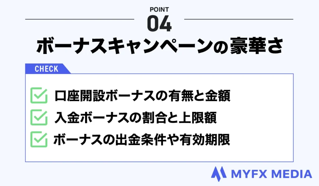 海外FX業者の選び方のポイント④ボーナスキャンペーンの豪華さ