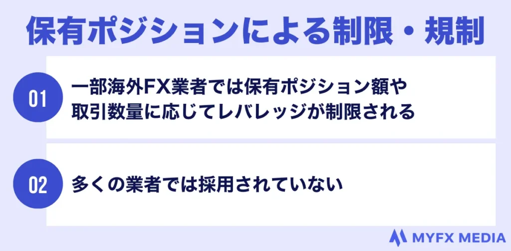 海外FXのレバレッジは保有ポジション額や取引数量による制限・規制もある