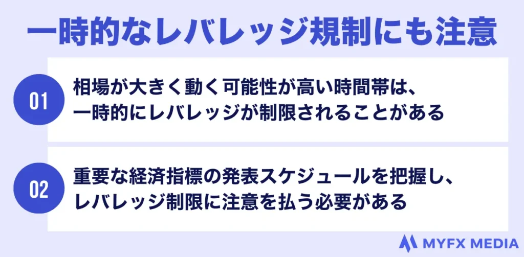 海外FXでは経済指標発表時の一時的なレバレッジ規制にも注意