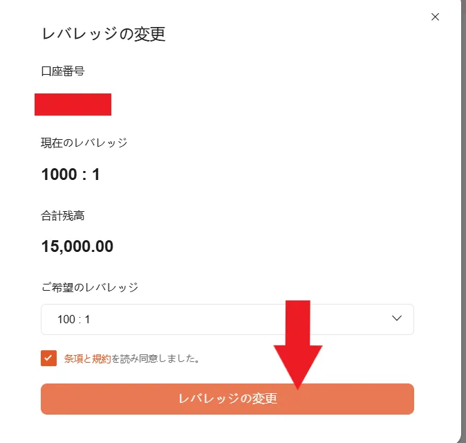 「ご希望のレバレッジ」を選択
