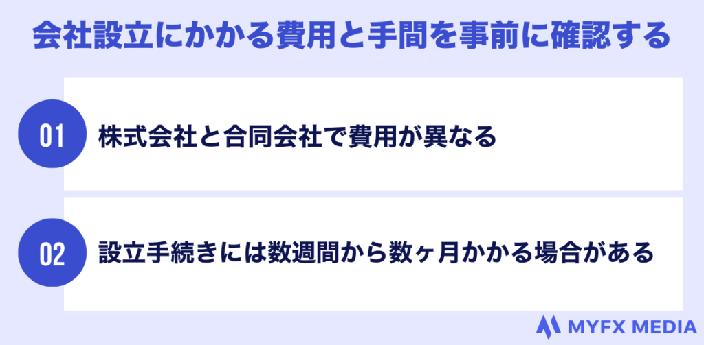 会社設立にかかる費用と手間を事前に確認する