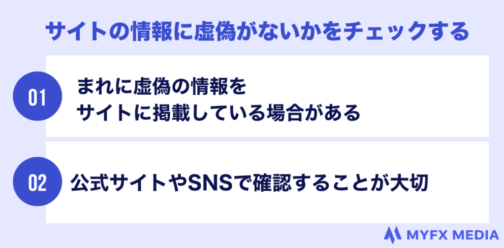 サイトの情報に虚偽がないかをチェックする