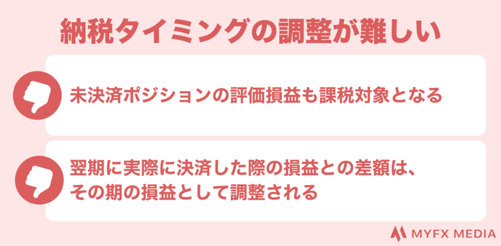 納税タイミングの調整が難しい