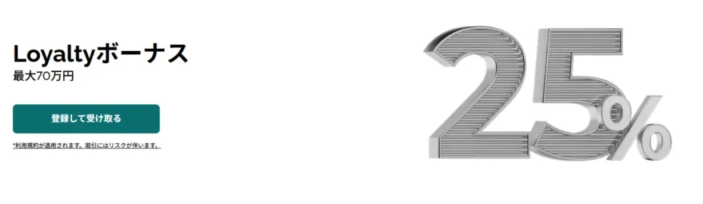 FXGTの25%Unlimited Loyalty入金ボーナス