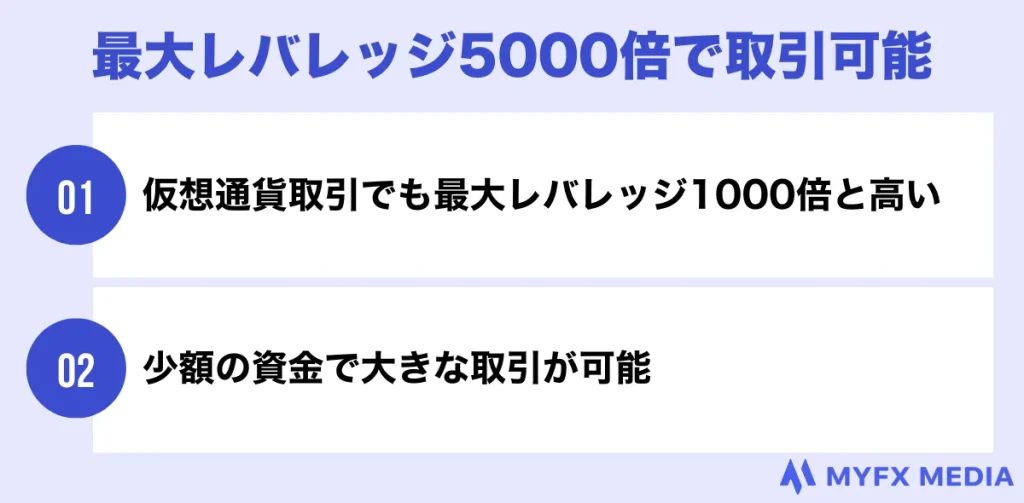 良い評判①最大レバレッジ5000倍で取引可能