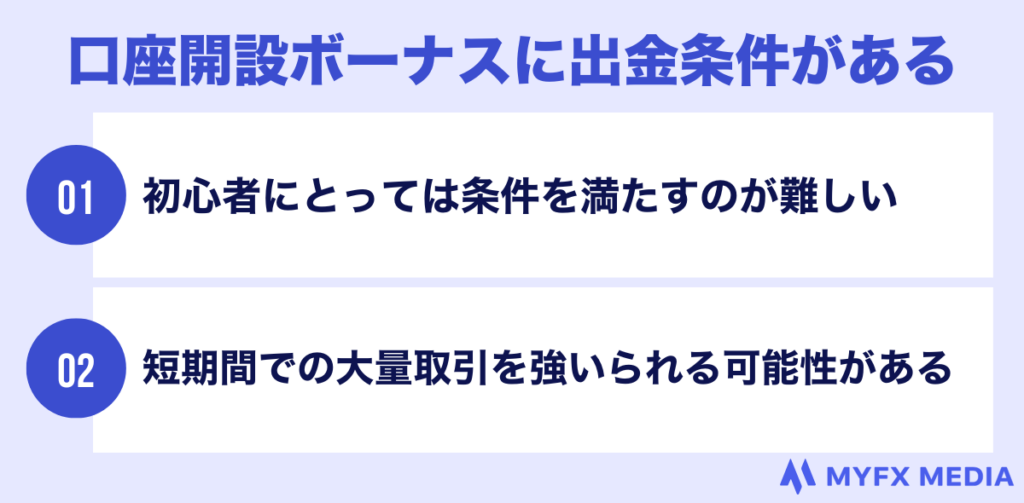 口座開設ボーナスに出金条件がある