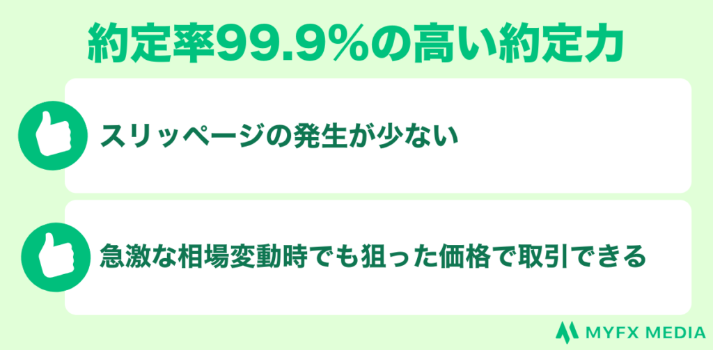 約定率99.9%の高い約定力