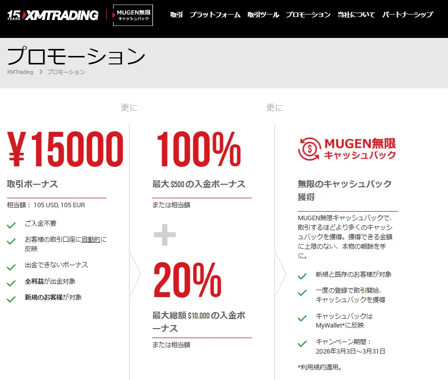 XMのボーナスキャンペーン一覧