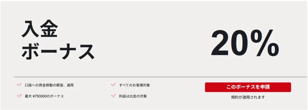 HFMの20％入金ボーナス