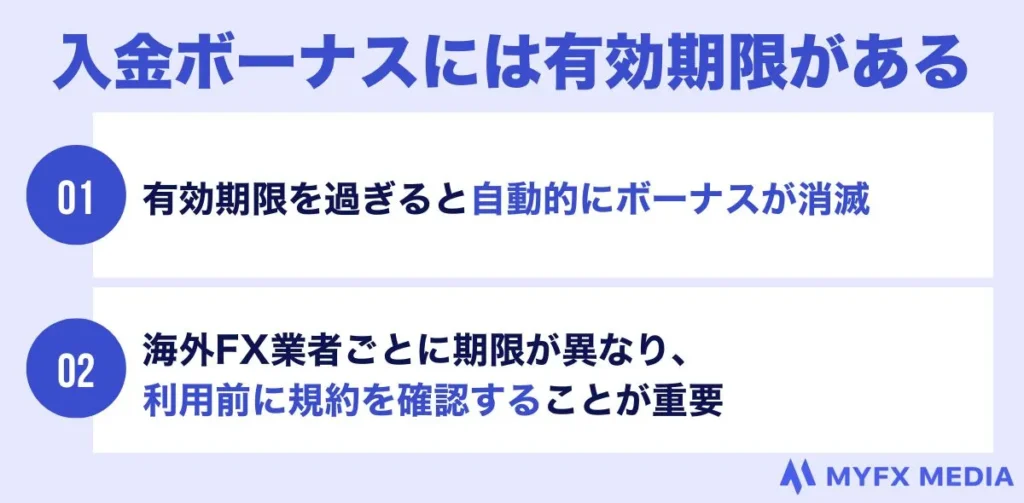 入金ボーナスには有効期限がある