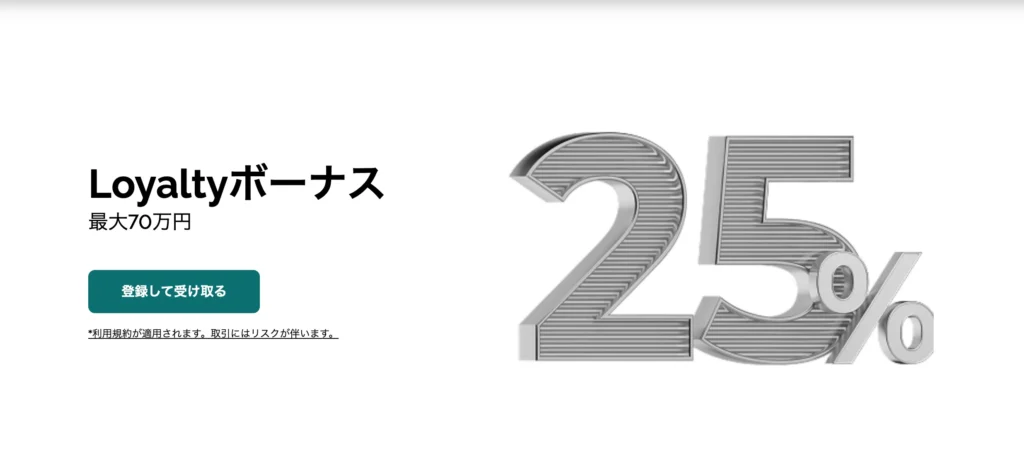 FXGTのLoyaltyボーナスの付与率は25％