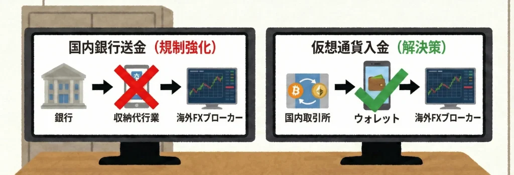 規制対象となる収納代行業者は、仮想通貨入金で関与しない